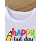 thumbnail image 4 of Back-to-School Girls Happy Last Day Pre School Colorful Letter Print Simple Casual Versatile T-Shirt girls clothes, 4 of 6