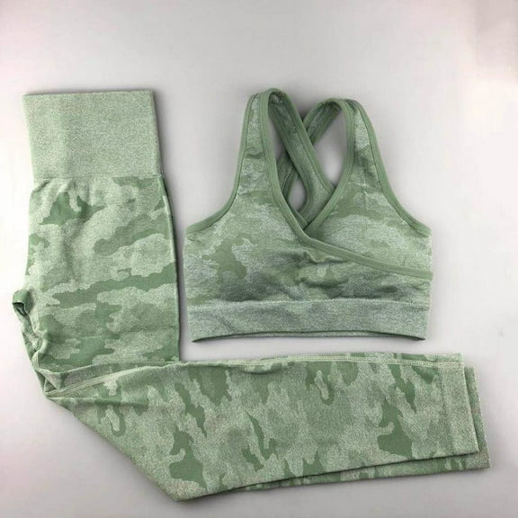 Women seamless camouflage yoga set fitness clothing sports wear gym leggings padded bra sports suits