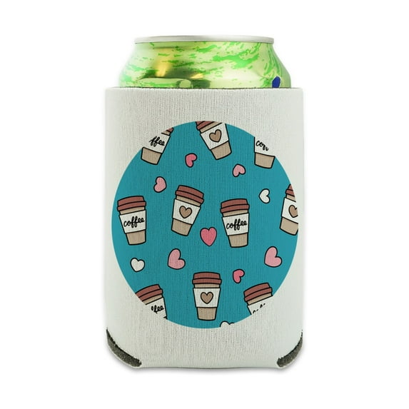 Coffee Lover Pattern Cute Travel Cups Can Cooler - Drink Sleeve Hugger Collapsible Insulator - Beverage Insulated Holder