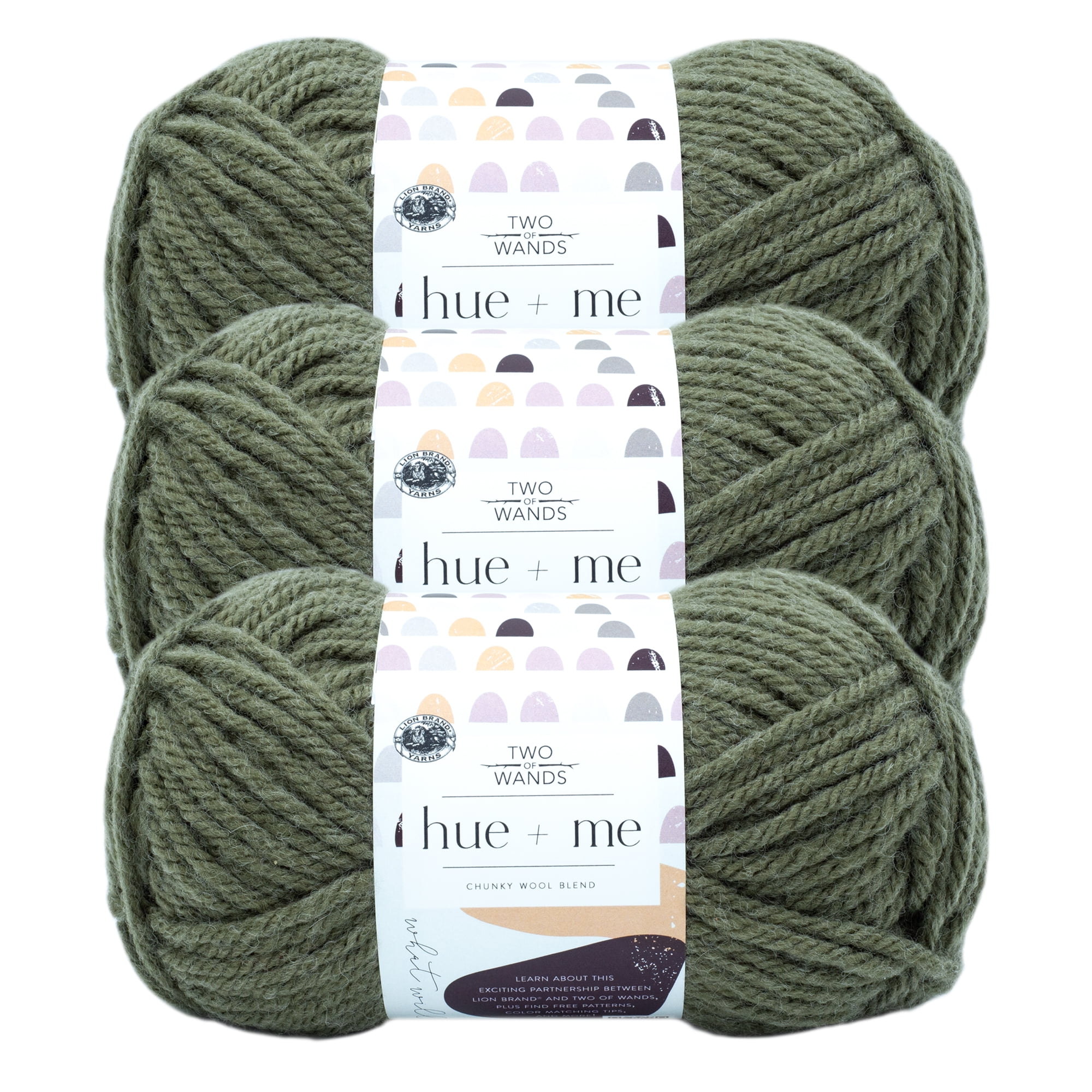 Lion Brand Yarn Two of Wands Hue & Me Fatigues Wool Blend Bulky Acrylic
