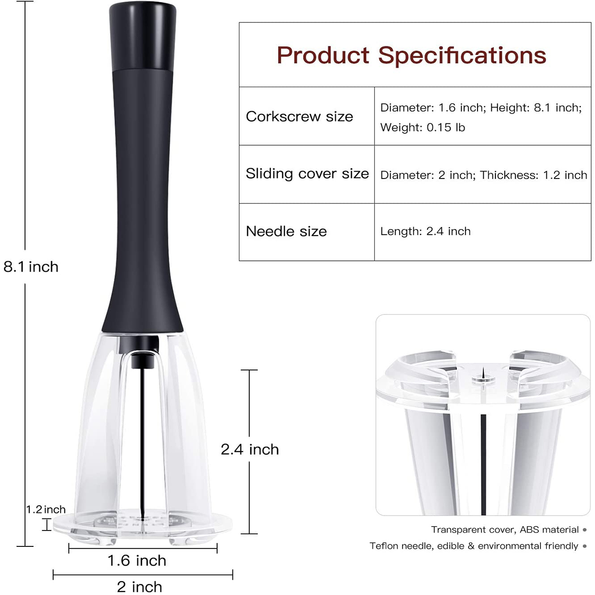 Kepooman Stainless Steel Wine Air Pressure Pump Bottle Opener Set with Foil Cutter & Aerator Pourer & Vacuum Stopper, Set of 4, Black Kepooman Stainless Steel Wine Air Pressure Pump Bottle Opener Set with Foil Cutter & Aerator Pourer & Vacuum Stopper, Set of 4, Black