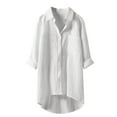 thumbnail image 2 of HOWPAY Oversized Button down Shirts for Women Long Sleeve Casual Blouse V Neck Collared Solid Color Loose Fit Office Work Shirt White XXL, 2 of 4