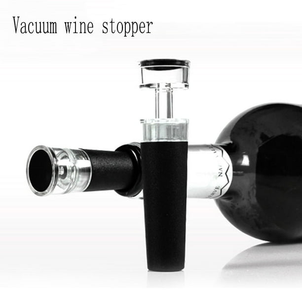 Pompe noire Vacu Vin avec bouchons économiseur de vin – Garde le vin frais  jusqu'à 10 jours (noir).