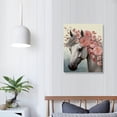 thumbnail image 3 of COMIO  White Horse Paintings for Wall Horse with Flower Crown Picture Wall Decor Pink Modern Abstract Animal Artwork Home Bedroom Bathroom Wall Decor Gallery Wrap, 3 of 4
