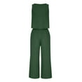 thumbnail image 4 of Dazajoo Women's 2 Piece Outfits Casual Square Neck Cotton Linen Tank Crop Top Wide Leg Pants 2024 Summer Dressy Trendy Baggy Solid Color Lounge Set Tracksuit for Women,Green,XL, 4 of 8