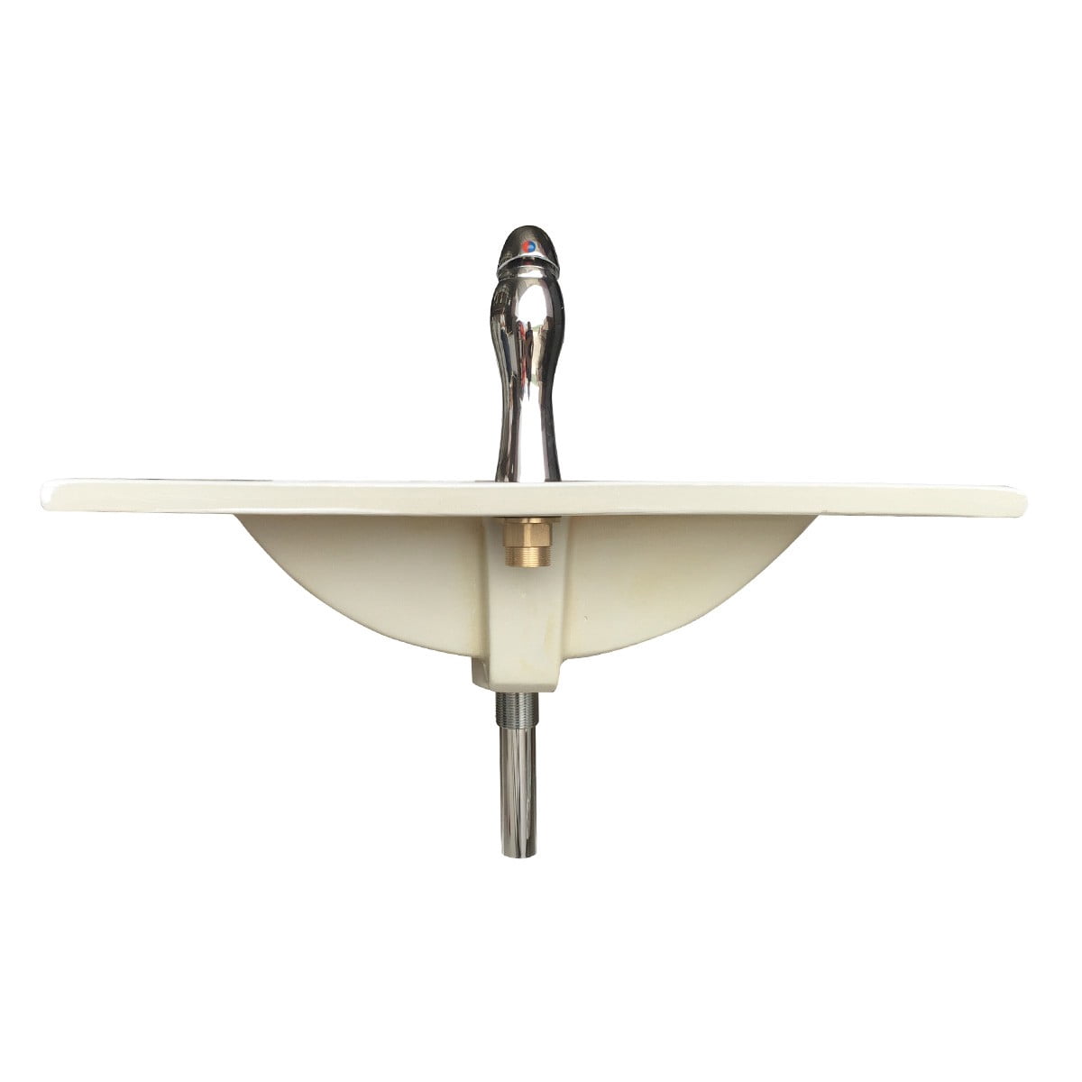 Stylish White Drop In Self Rimming Bathroom Sink w/Faucet, Supply Lines and Drain| Renovators Supply