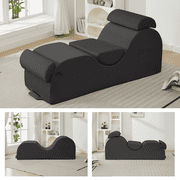 ijuicy Chaise Lounge Chair for Yoga, Chaise Lounge with Headrest, Oversized Yoga Chair Indoor - Dark Gray