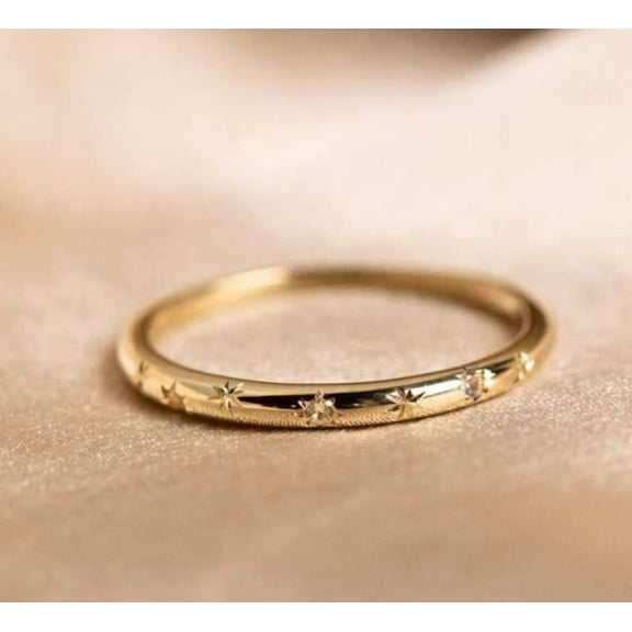 925 Silver Starburst Wedding Band , Eternity Diamond Band, Star Engraved Stacking Ring, Celestial Ring For Women, Proposal Rings