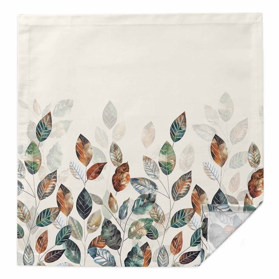Teal Brown Botanical Cloth Napkins Washable Set of 1, Pastoral Fall Leaf Reusable Dinner Table Napkins Cloth Bulk for Weddings Kitchen Restaurants Hotel Events Parties 20 x 20 Inch