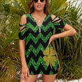 thumbnail image 5 of weskinke Top For Women Western Shirt Zipper Pullover Short Sleeve Color Block V Neck Fashion Casual Top St Patricks Day Print T Shirt, 5 of 8