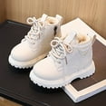 thumbnail image 2 of Quealent Boys Girls Snow Boots Winter Slip On Warm Furry Lined Shoes Lightweight Water-Resistant Cold Weather Boot (Little Kid/Big Kid) White for Size 5, 2 of 6