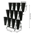 thumbnail image 2 of White / Black Flower Display Stand with 12pcs Bucket,4 Wheels Plant Stand,41.34in Tall Flower Cart 3 Tier Flower Shelf for Florist Garden Patio, 2 of 27