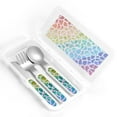 thumbnail image 4 of Cauagu Rainbow Glitter Print 3-Pieces Toddler Cutlery Set , Kids Silverware Set with Spoons Forks & Knife Stainless Steel Utensils for Kids Dishwasher Safe, 4 of 8