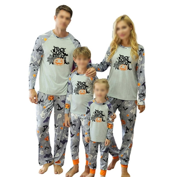 Avamo Women Men Kids Halloween PJ Sets Pumpkin Print Sleepwear