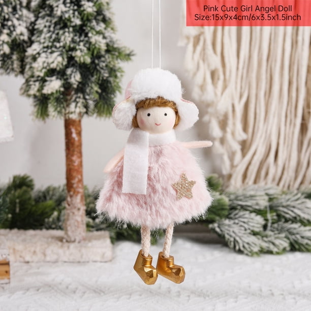 Christmas Decor Angel Girl Rag Dolls Holiday Decorative Hanging Ornaments Handmade Doll Pendant Home Decorations Kids Plush Toys