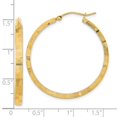thumbnail image 2 of Finest Gold 14K Yellow Gold Polished Textured Diamond-Cut Square Tube Hoop Earrings, 2 of 2