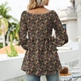 thumbnail image 4 of Blusa plisada de manga larga con cuello en V para mujer con puños ahumados, 4 of 6