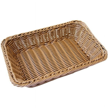 Storage Basket Handmade Rectangular Rattan Organization Wicker Bread Holder Fruit Vegetable Snack Food Container S