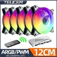 thumbnail image 2 of Teacer GH-12 120mm PC computer case Fan 12V/4pin PWM 5V/3pin double ring argb unlimited space quiet chassis cooling ventilador, 2 of 7