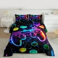 thumbnail image 2 of Manfei Colorful Gamepad Full Size Comforter Sets,Game Console Bedding Comforter Set,Multicolor Geometric Hexagon Bedding Sets For Men Women,Breathable Home Decor Reversible,3 Pieces, 2 of 8