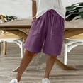 thumbnail image 4 of snilers Bermuda Shorts for Women Knee Length Elastic Waist Drawstring Trousers Loose Wide Leg Sweatpants with Pockets Summer Casual Beach Clothes, 4 of 8