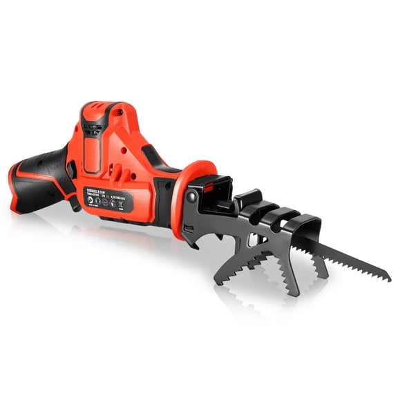 DNA Motoring 12V Cordless Powered Reciprocating Saw with Blade & Holding Bracket, Red