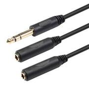 Fule 6.35 mm Male to 2 6.35 mm Female Adapter 1/4 Inch Stereo Y Splitter Audio Cable