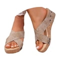 thumbnail image 3 of 2025 Wide Width Wedges Women Platform Sandals Spring Summer Casual Dressy, 3 of 9