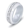 thumbnail image 6 of 8mm Black/White Ceramic Band Rings Men Women's White/Rainbow AAA Cz Ring Sz 6-10, 6 of 9