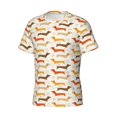 thumbnail image 3 of Yiaed Dachshund Print Mens Short Sleeve Tight Fit T-Shirt, Crewneck Casual Tee-Small, 3 of 5