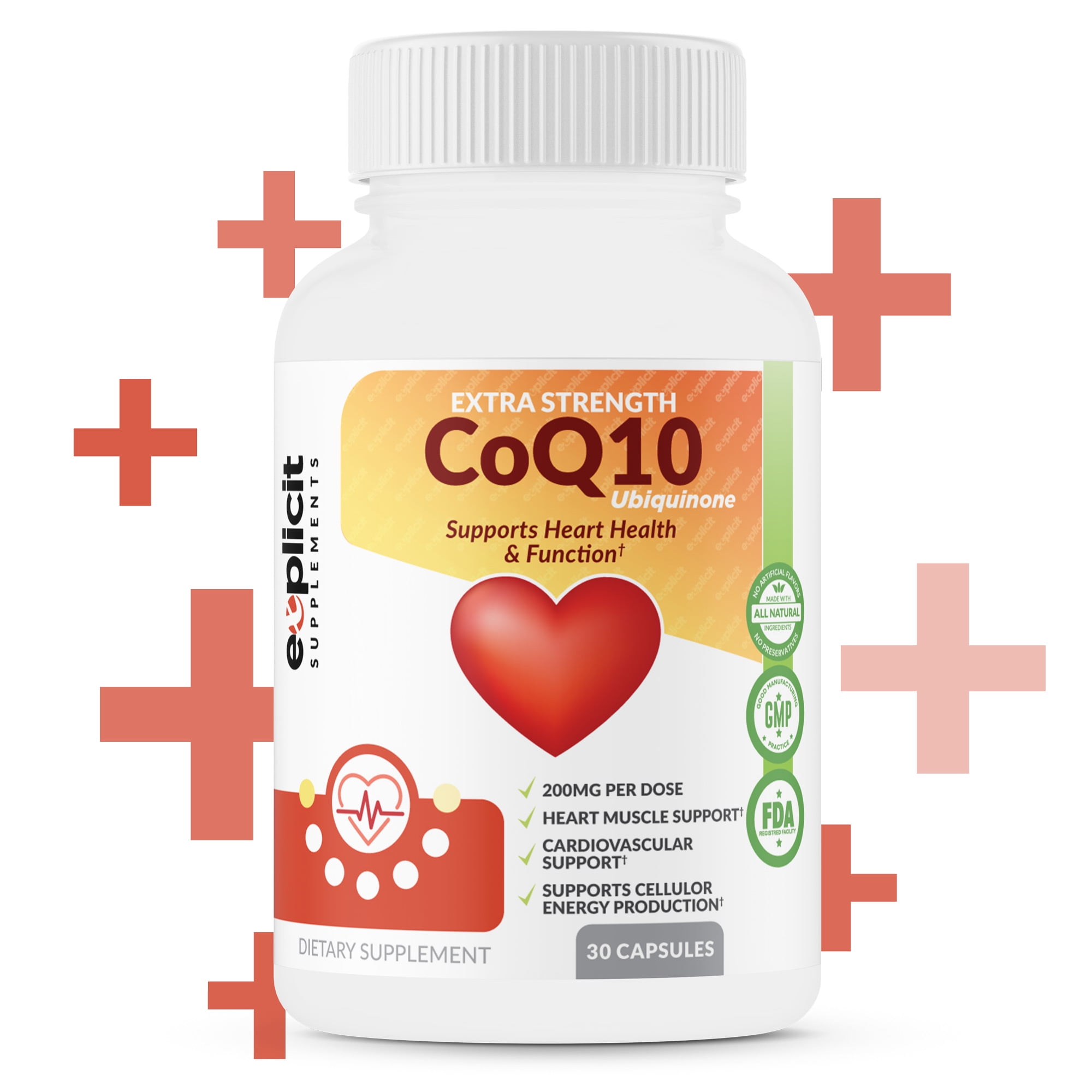 Coenzyme Q10 Ubiquinone Max Strength CoQ10 200mg, Supports Heart