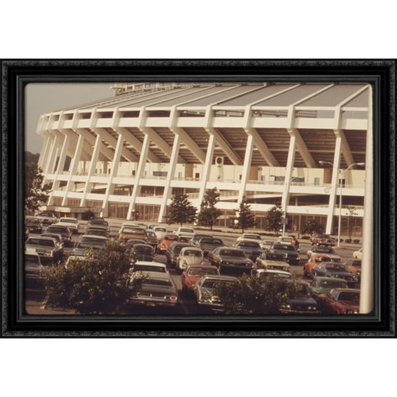 AtlantaFulton County Stadium 40x28 Large Black Ornate Wood Framed Canvas Art - Home of the Atlanta Braves