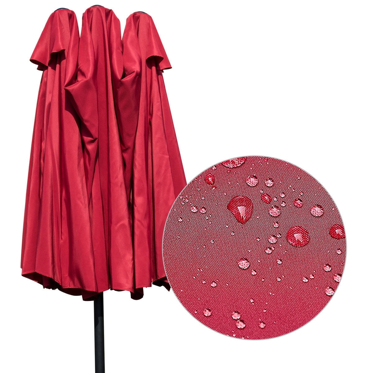 Gymax Fashion Outdoor Patio Umbrella 15' Market Umbrella Double-Sided with Crank