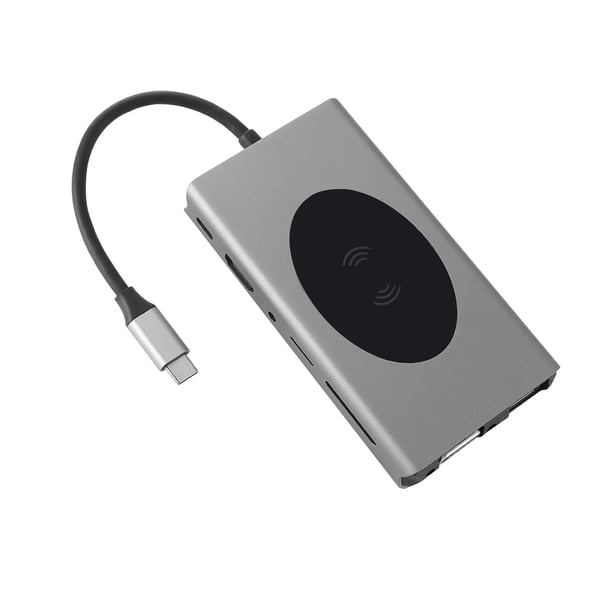 Adaptador multipuerto de concentrador tipo c Estación de acoplamiento 13 en 1 con adaptador de carga inalámbrica de salida HD de 4k Inevent EL000101-00B