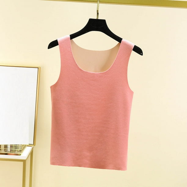 Ropa interior térmica para mujer, blusa de poliéster de color liso de terciopelo de doble cara, cálida, sin costuras, cuello redondo, talla grande