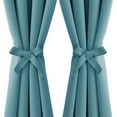 thumbnail image 5 of Hiasan Blackout Curtains for Bedroom, 60 x 84 Inches Long - Thermal Insulated & Light Blocking Window Curtains for Living Room, 2 Drape Panels Sewn with Tiebacks, Turquoise, 5 of 9