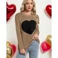 thumbnail image 3 of Heart Sweaters for Women Valentine's Day Fleece Heart Patch Cable Knit Pullover Sweater Shermie, 3 of 8