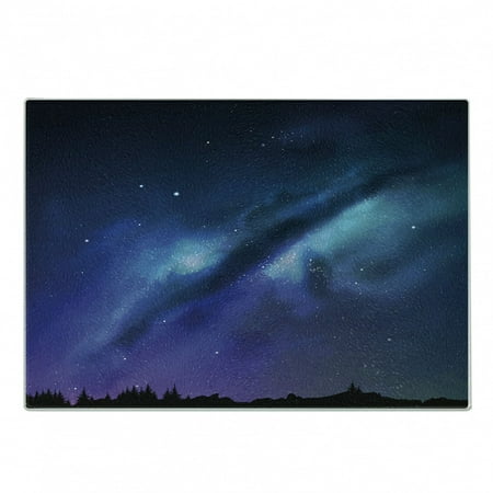 

Night Cutting Board Milky Way Inspired Nebula Cluster Galaxy Cosmos Constellation Decorative Tempered Glass Cutting and Serving Board Small Size Aqua Dark Blue Black by Ambesonne