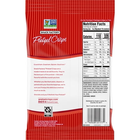 SNACK FACTORY PRETZEL CRISPS, EVERYTHING, 3 OZ