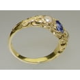 thumbnail image 4 of LBG British Made 18k Yellow Gold Natural Tanzanite & Cultured Pearl Womens Trilogy Ring - 33 size options - Sizes 4 to 12 Available, 4 of 7