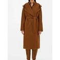 thumbnail image 2 of QueenLine Manteau à Capuche Décontracté Mi-Long en Cachemire avec Lacets Couleur Tabac, 2 of 12