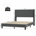 thumbnail image 3 of Queen Bed Frame with Headboard, Upholstered Bed Frame Queen Size with Tufted Headboard and Wingback, Strong Wood Slat Support, No Box Spring Needed, 3 of 9