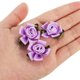 thumbnail image 4 of Uxcell Mini Satin Ribbon Roses Small Rosettes Fabric Flowers with Green Leaves Purple 20 Pcs, 4 of 6