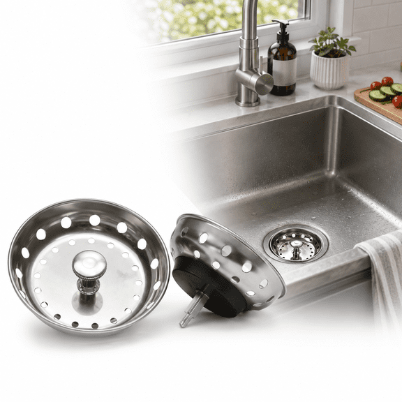 2 Pack 304 Stainless Steel Sink Strainer Basket Replacement For Kitchen Drain Catcher Stop Debris Standard 3 Inch Diameter