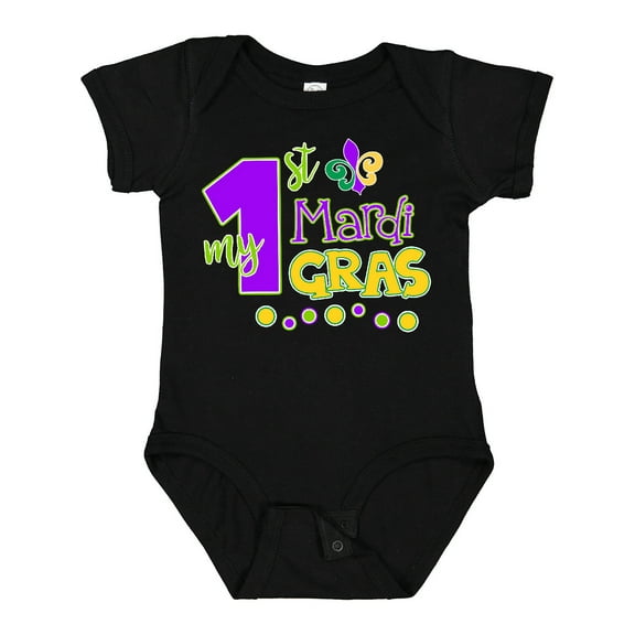Inktastic My 1st Mardi Gras with Dots Boys or Girls Baby Bodysuit