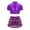 Purple, variant on TTAO 2 Piece Dance Outfits Set Kids Girls Short Sleeve Crop Top with Tiered Skirt Jazz Ballroom Dancewear Red 6
