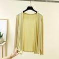 thumbnail image 2 of Ke1Clo Women Cardigan Lightweight Soft Long Sleeve Solid Casual Loose Knit Tops Spring Summer Fall Beach Vacation Travel Party Cardigans Yellow Free Size, 2 of 7