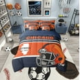 thumbnail image 2 of Erosebridal Football City Chicago Bedding Sets Full Size, Soccer Sport Comforter Sets with Sheets, Navy Orange Reversible Bed Sheets Set, Microfiber Bedroom Decoration, 7pcs, 2 of 6