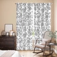 thumbnail image 3 of Grey Flower Kitchen Curtains 84 Inch Length, Vintage Farmhouse Boho Leaf Spring Plant Grommet Top Bedroom Living Room Curtains, Light Filtering Cafe Curtain Drapes 2 Panels Set 84''x84'', 3 of 9