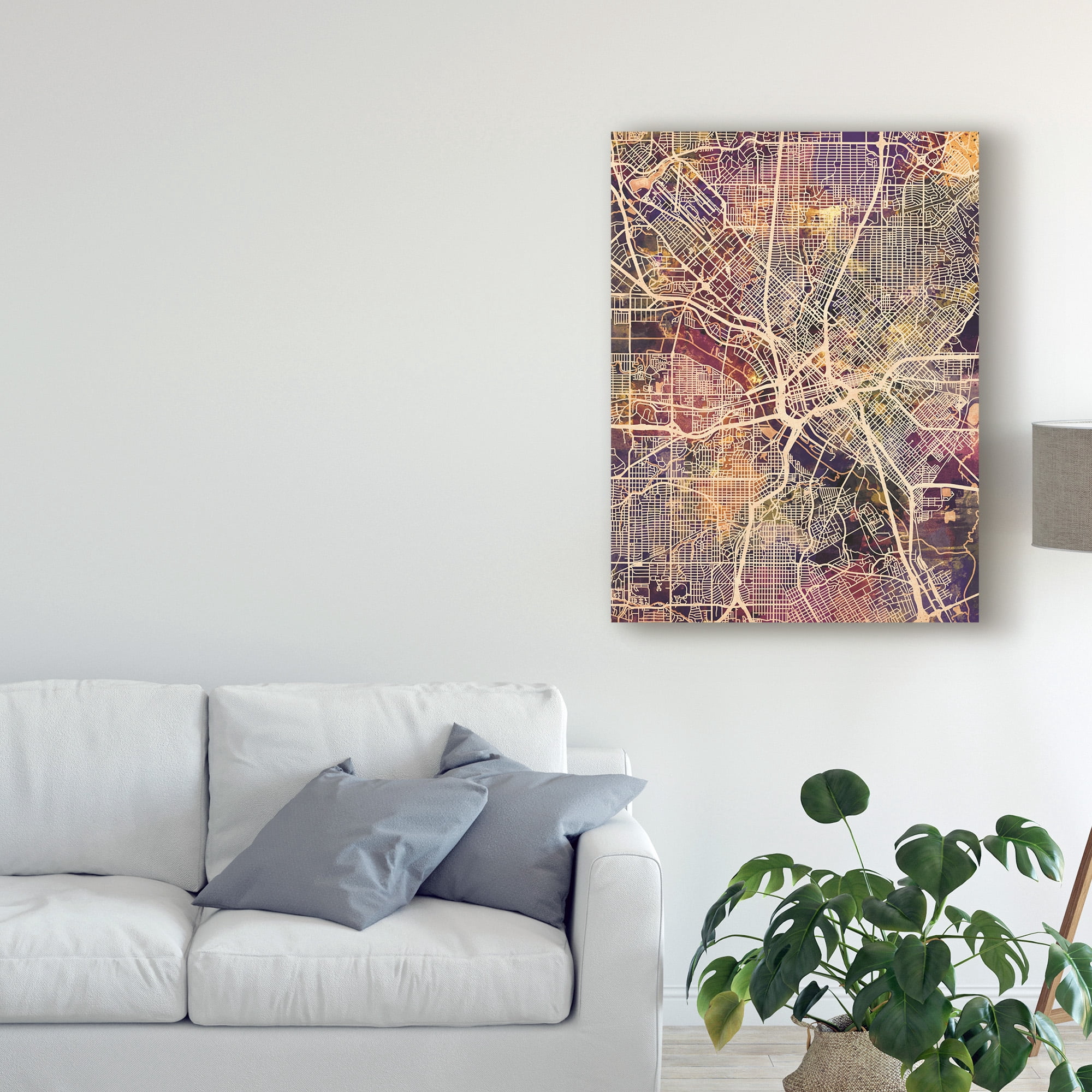 Trademark Fine Art 'Dallas Texas City Map II' Canvas Art by Michael Tompsett